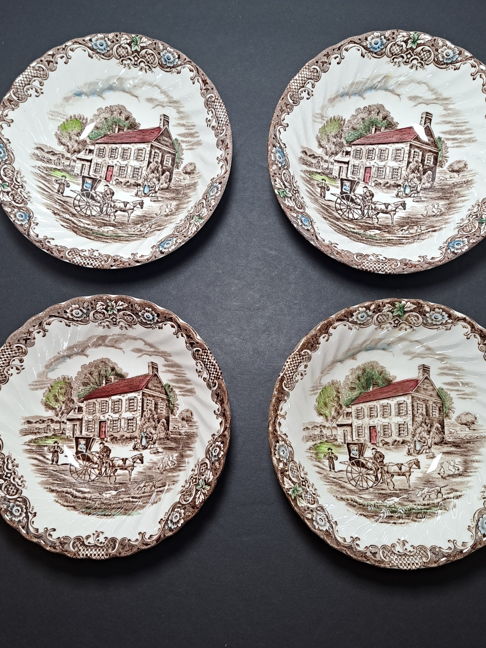 Johnson Bros. Heritage Hall Set of Four 6" Salad Bowls. Made in England, Used